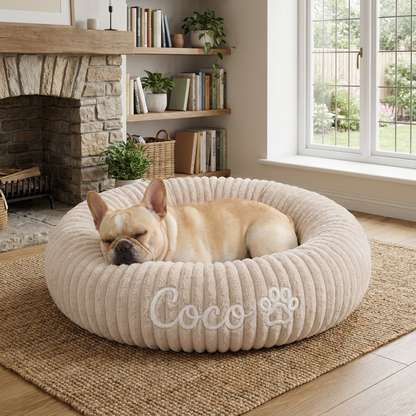 Personalized Round Fluffy Dog Bed
