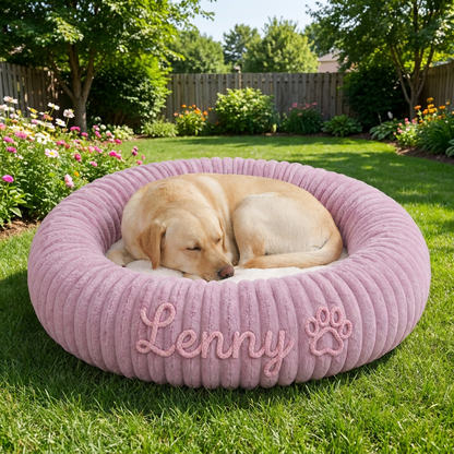 Personalized Round Fluffy Dog Bed