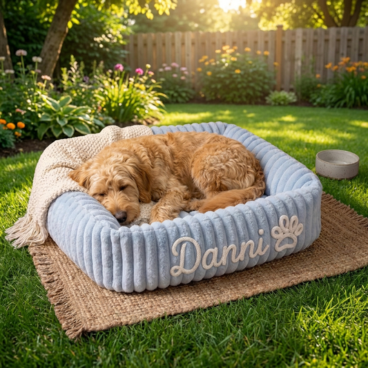 Personalized Fluffy Cloud Dog Bed with Soft Bolsters
