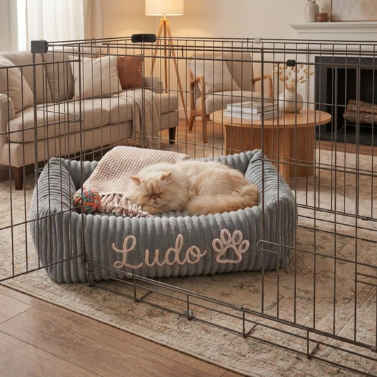 Personalized Fluffy Cloud Cat Bed with Soft Bolsters