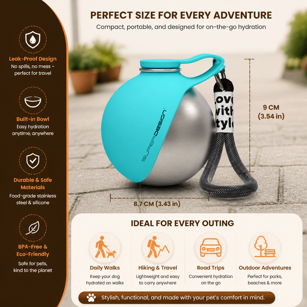 2-in-1 Travel Water Bottle for Dogs – Leak-Proof Stainless Steel Bottle with Silicone Bowl