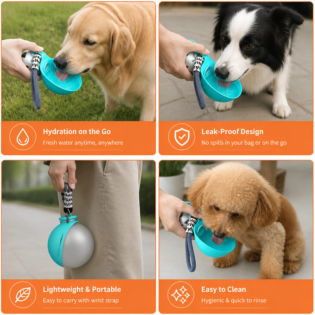 2-in-1 Travel Water Bottle for Dogs – Leak-Proof Stainless Steel Bottle with Silicone Bowl