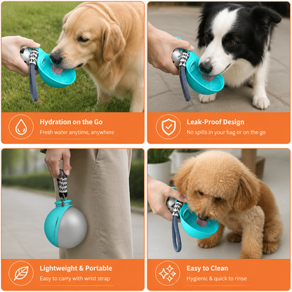 2-in-1 Travel Water Bottle for Dogs – Leak-Proof Stainless Steel Bottle with Silicone Bowl