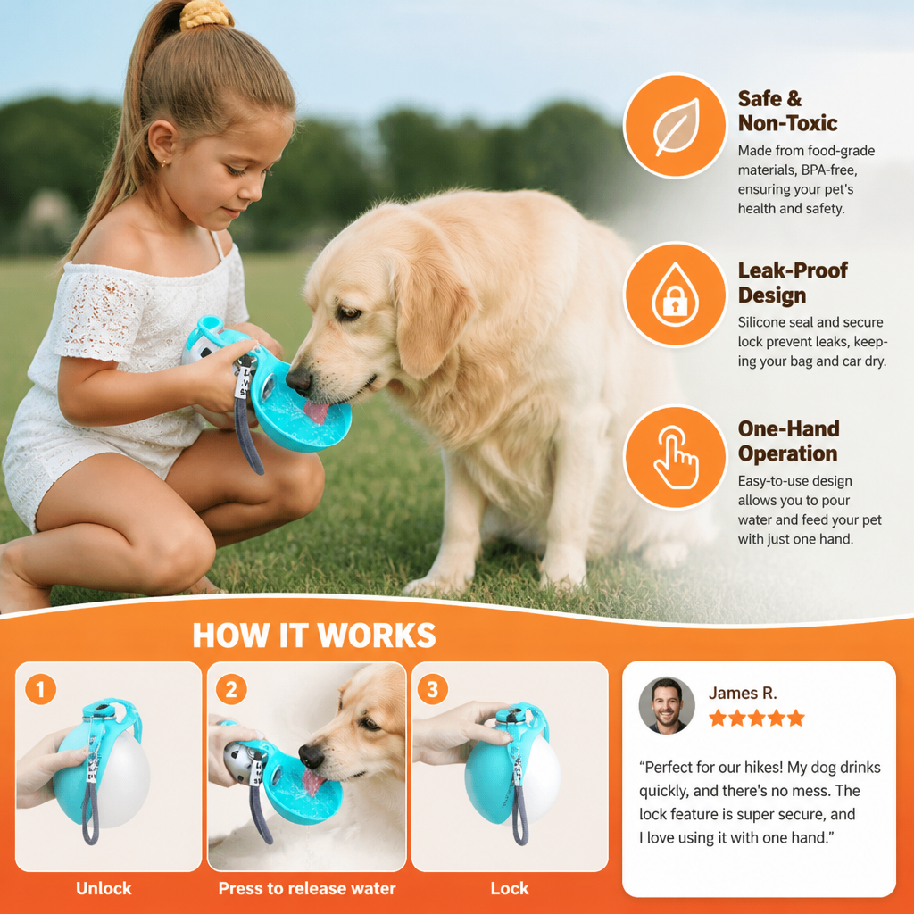 2-in-1 Travel Water Bottle for Dogs – Leak-Proof Stainless Steel Bottle with Silicone Bowl