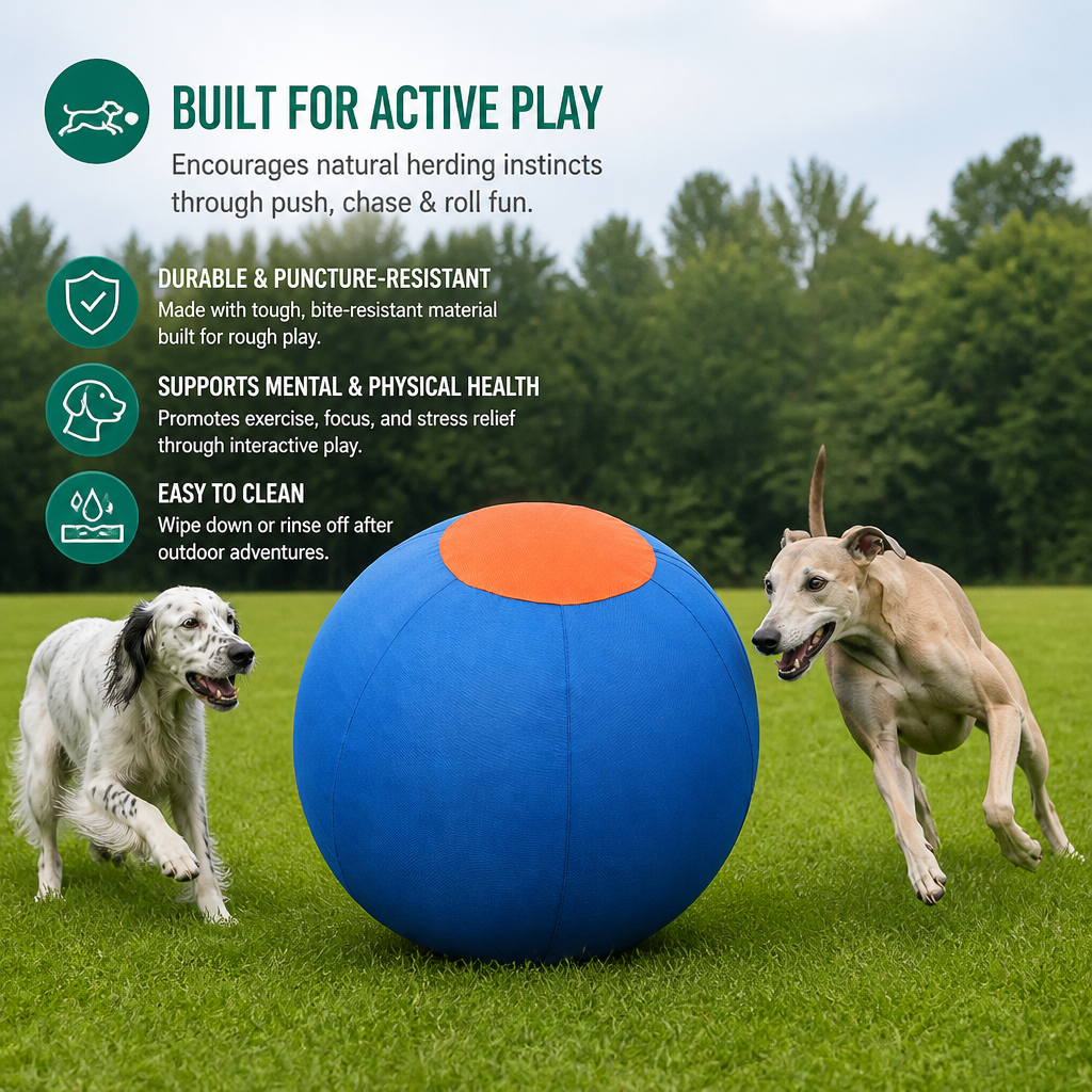 Inflatable Bite Resistant Herding Ball for Dogs – Durable Interactive Push & Chase Toy