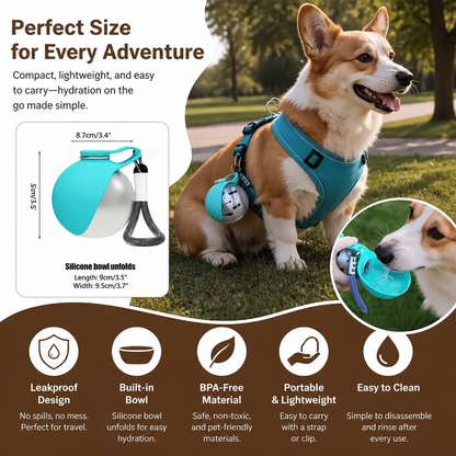 Sphere 2-in-1 Dog Water Bottle with Silicone Bowl – Leakproof Travel Bottle
