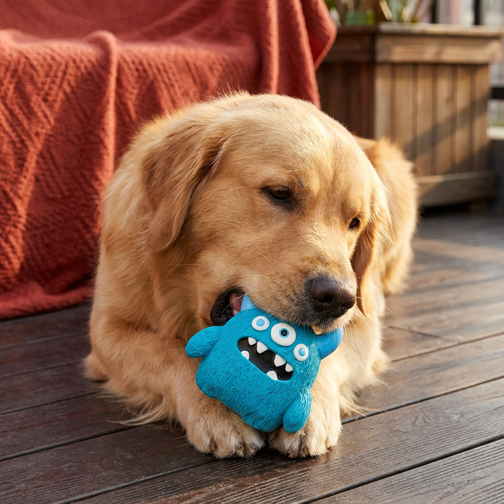 Durable Eco-Friendly Monster Teeth Cleaning Latex Squeaky Dog Toy