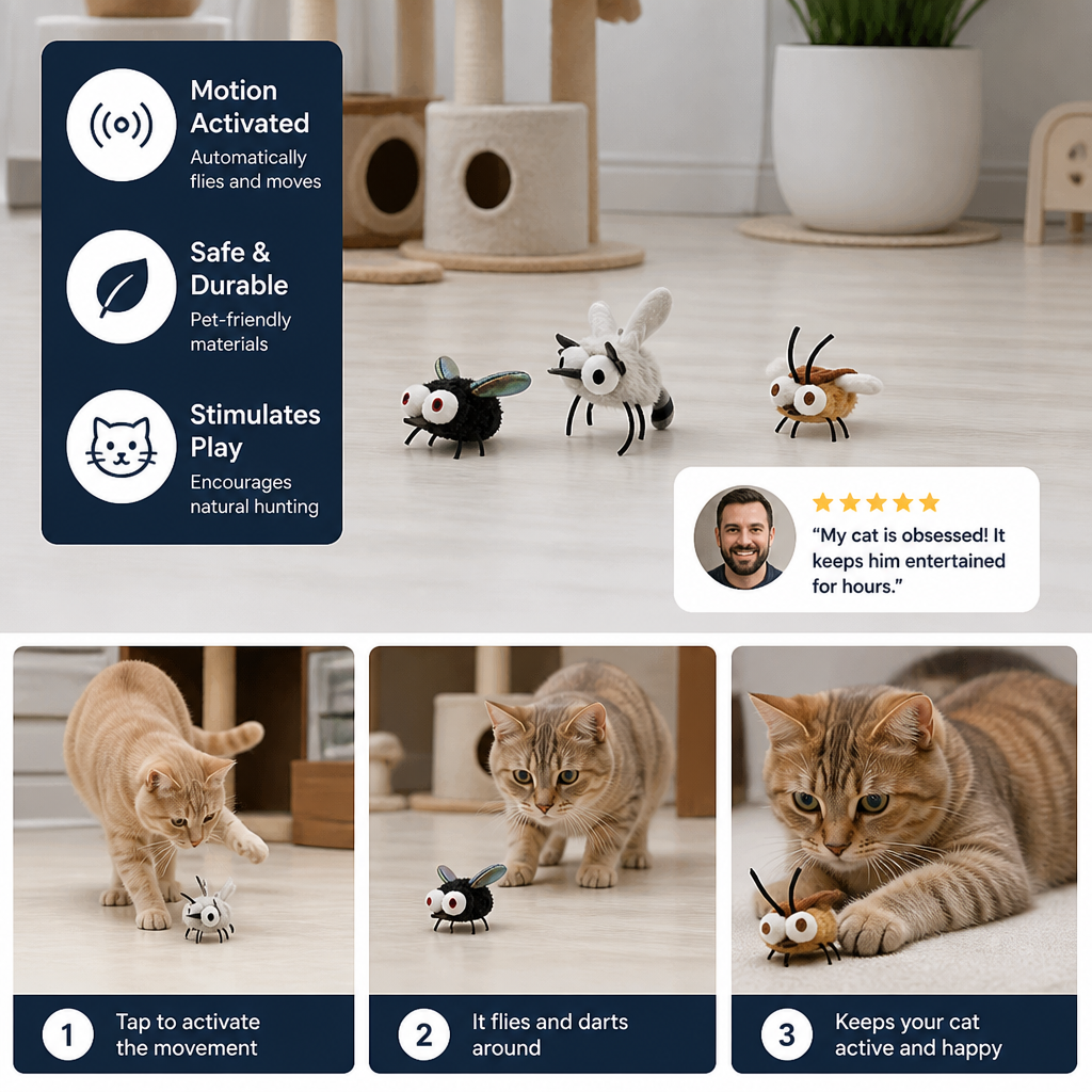 Motion-Activated Flying Insect Cat Toy