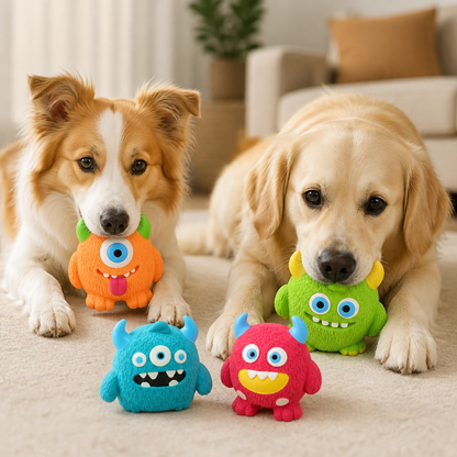 Durable Eco-Friendly Monster Teeth Cleaning Latex Squeaky Dog Toy