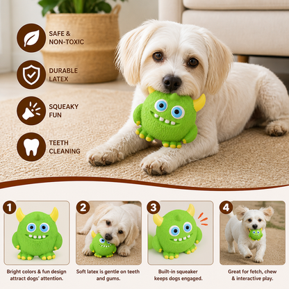 Durable Eco-Friendly Monster Teeth Cleaning Latex Squeaky Dog Toy