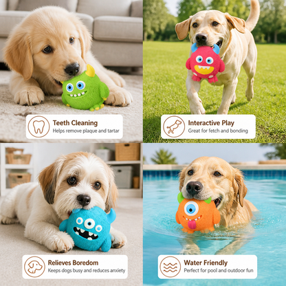 Durable Eco-Friendly Monster Teeth Cleaning Latex Squeaky Dog Toy