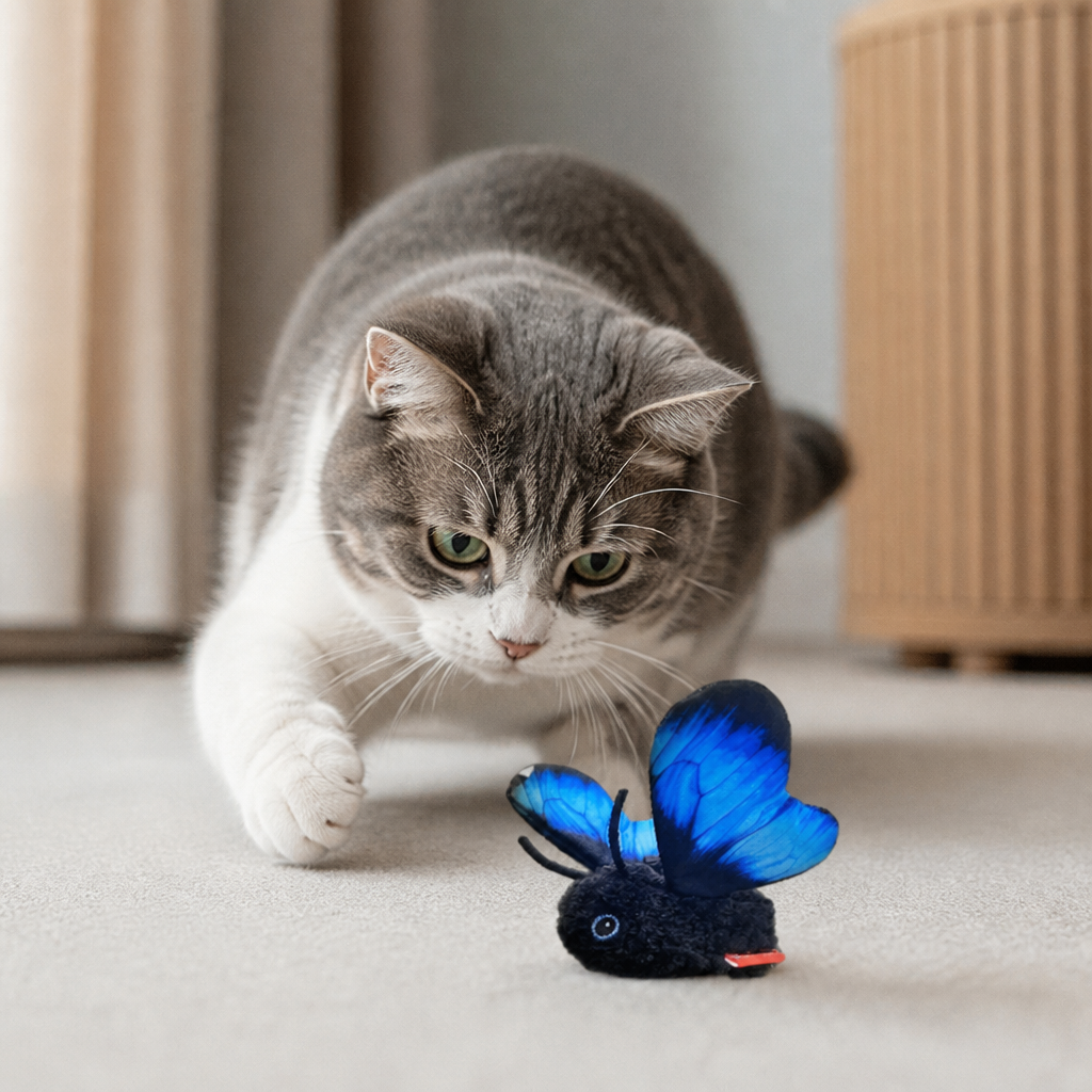 Interactive Flutter Butterfly Cat Toy – Automatic Flying Teaser