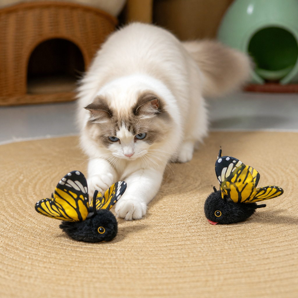 Interactive Flutter Butterfly Cat Toy – Automatic Flying Teaser