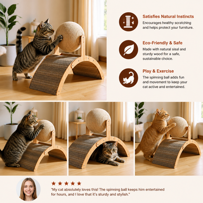 Interactive Ferris Wheel Cat Scratcher with Spinning Jute Ball