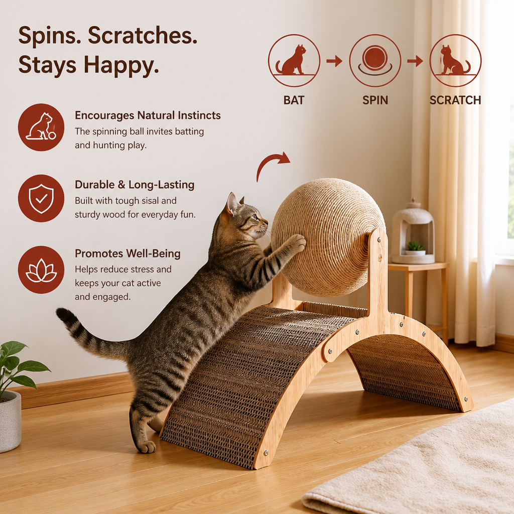 Interactive Ferris Wheel Cat Scratcher with Spinning Jute Ball
