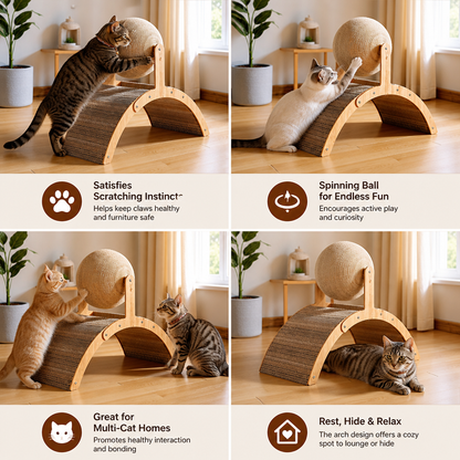 Interactive Ferris Wheel Cat Scratcher with Spinning Jute Ball