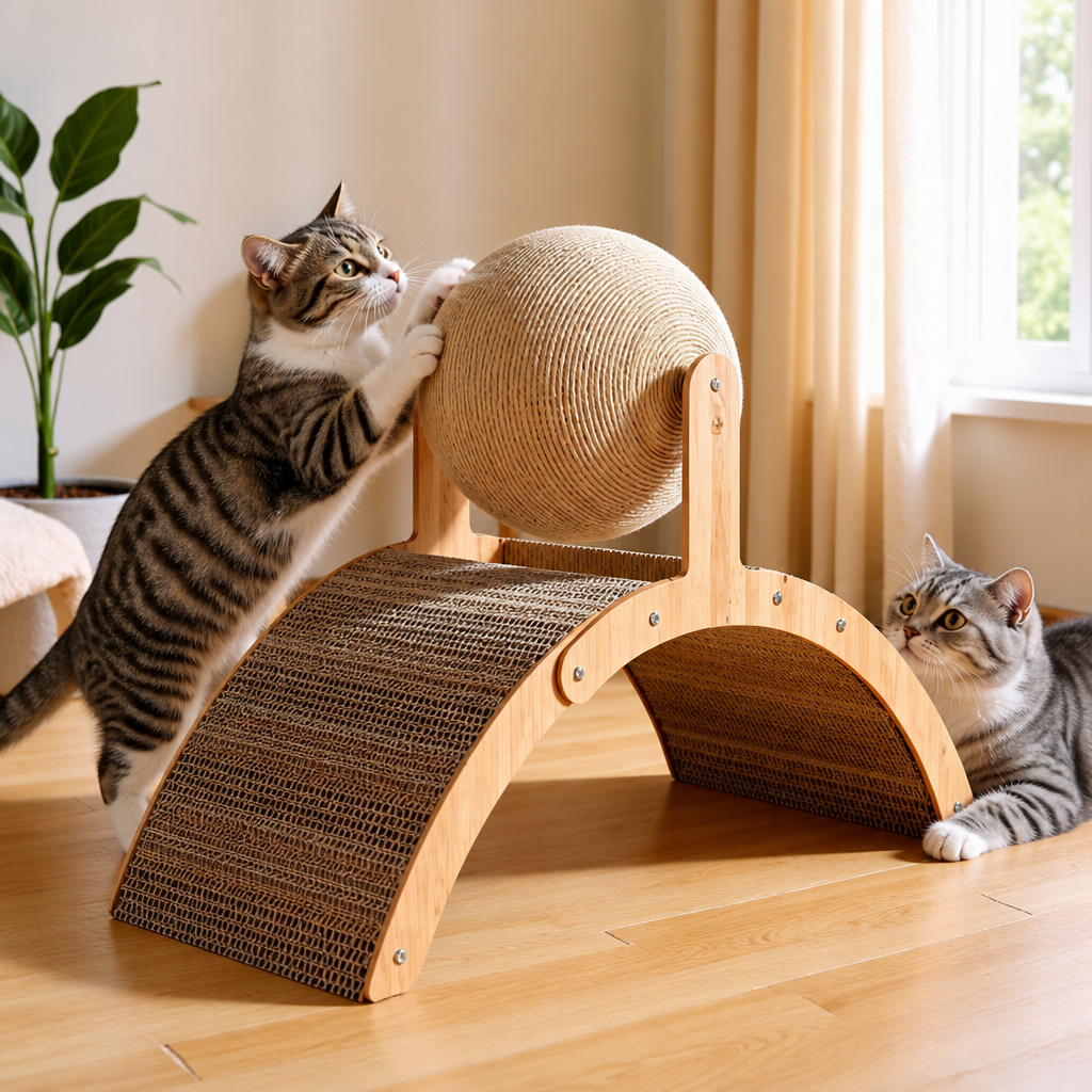 Interactive Ferris Wheel Cat Scratcher with Spinning Jute Ball