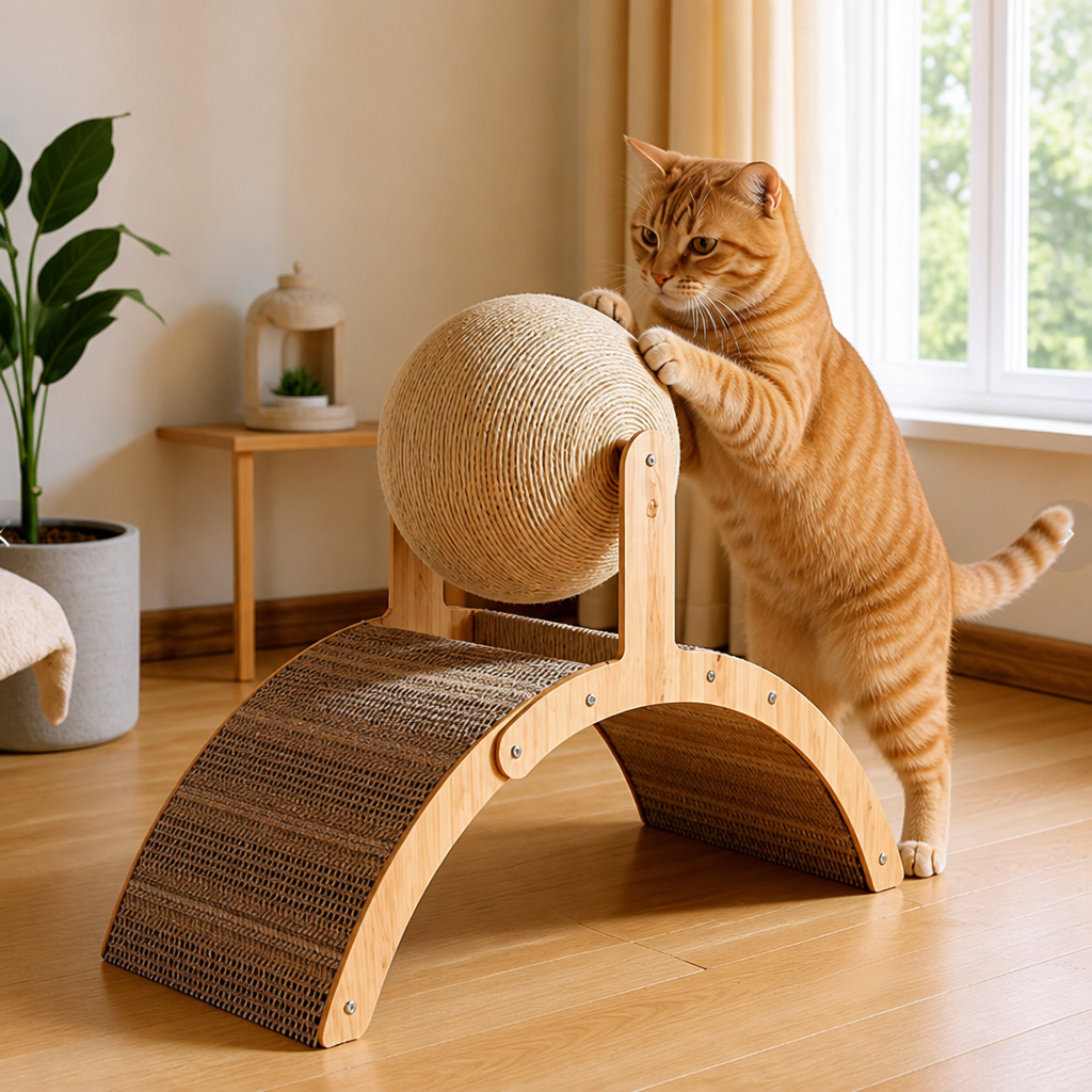 Interactive Ferris Wheel Cat Scratcher with Spinning Jute Ball