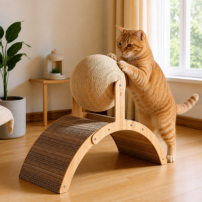 Interactive Ferris Wheel Cat Scratcher with Spinning Jute Ball