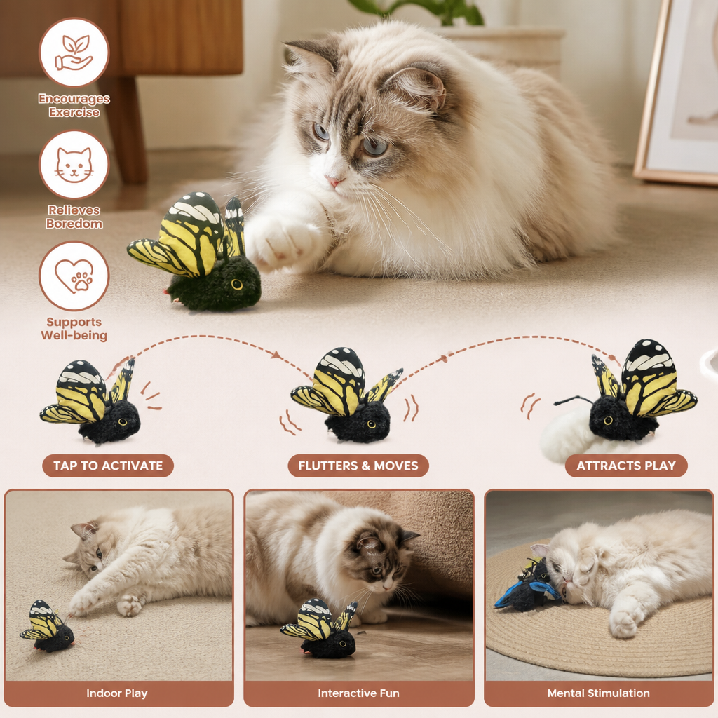 Interactive Flutter Butterfly Cat Toy – Automatic Flying Teaser