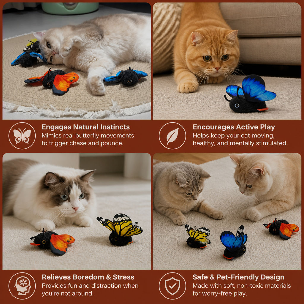 Interactive Flutter Butterfly Cat Toy – Automatic Flying Teaser