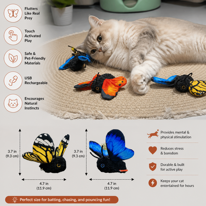 Interactive Flutter Butterfly Cat Toy – Automatic Flying Teaser