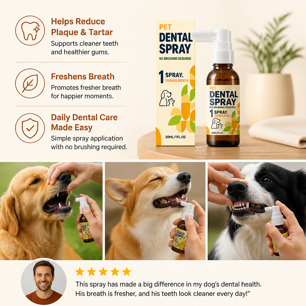 Brushless Tartar Control Dental Spray for Dogs – Helps Reduce Plaque & Freshen Breath