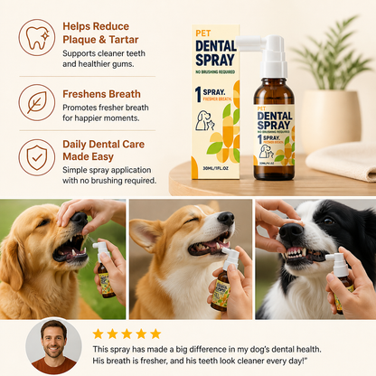 Brushless Tartar Control Dental Spray for Dogs – Helps Reduce Plaque & Freshen Breath