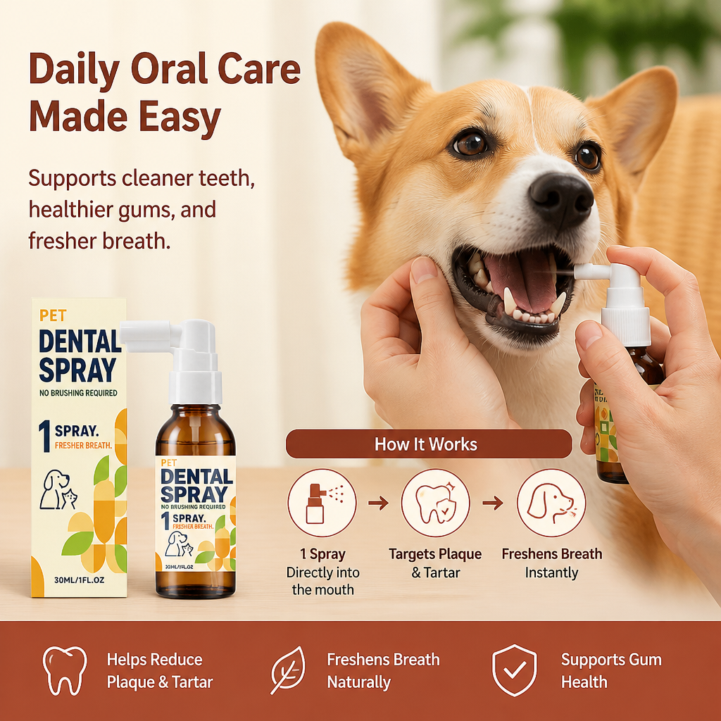 Brushless Tartar Control Dental Spray for Dogs – Helps Reduce Plaque & Freshen Breath
