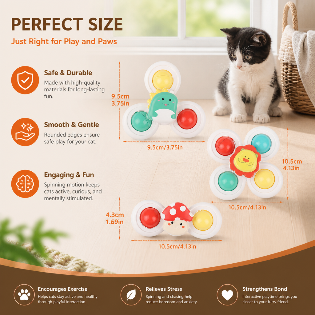 Interactive Cat Spinning Toys - Set of 3