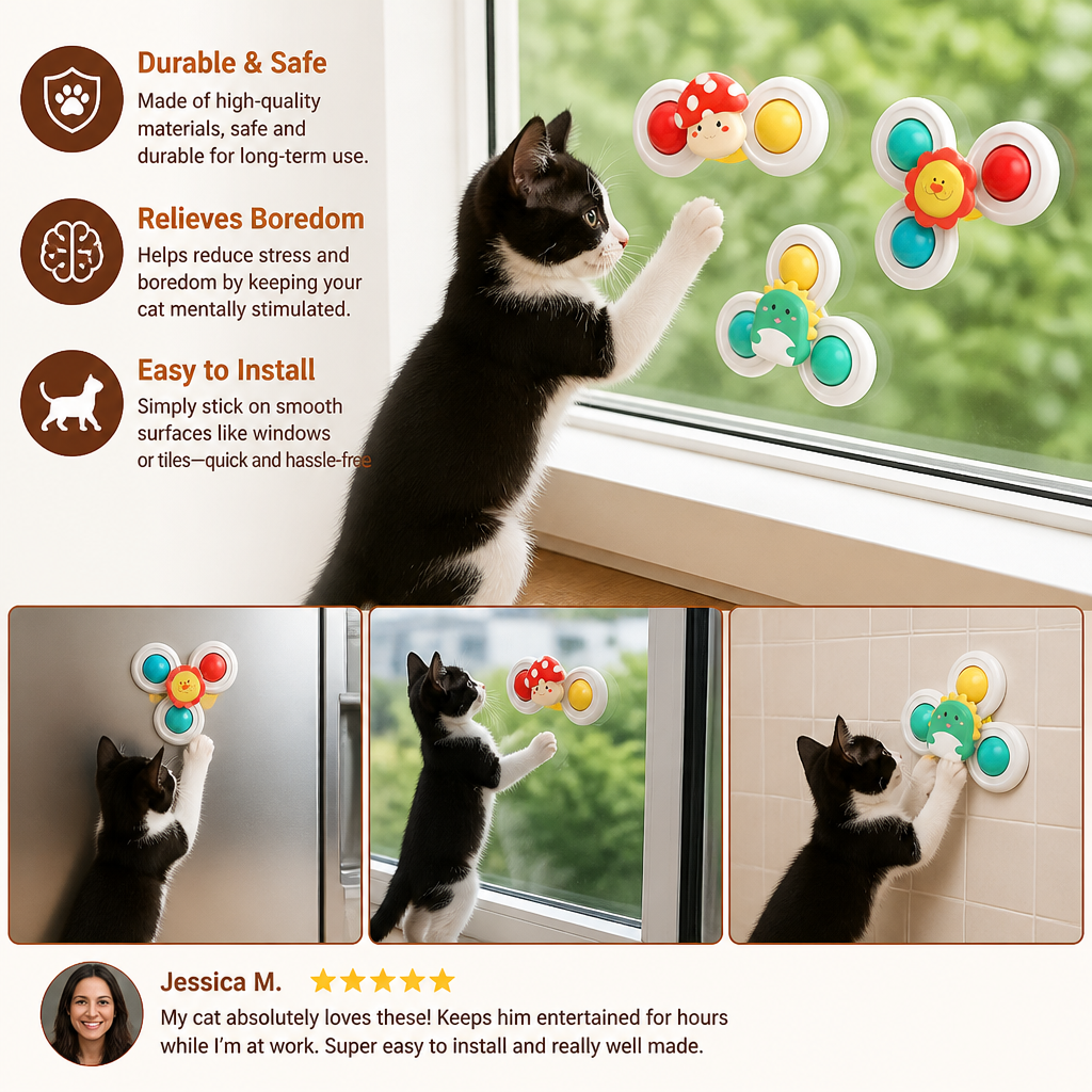 Interactive Cat Spinning Toys - Set of 3