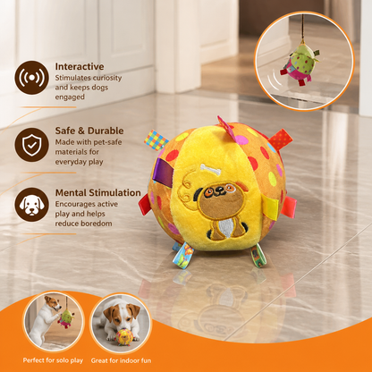 Interactive Hanging Dog Ball Toy with Elastic Play Rope & Hook