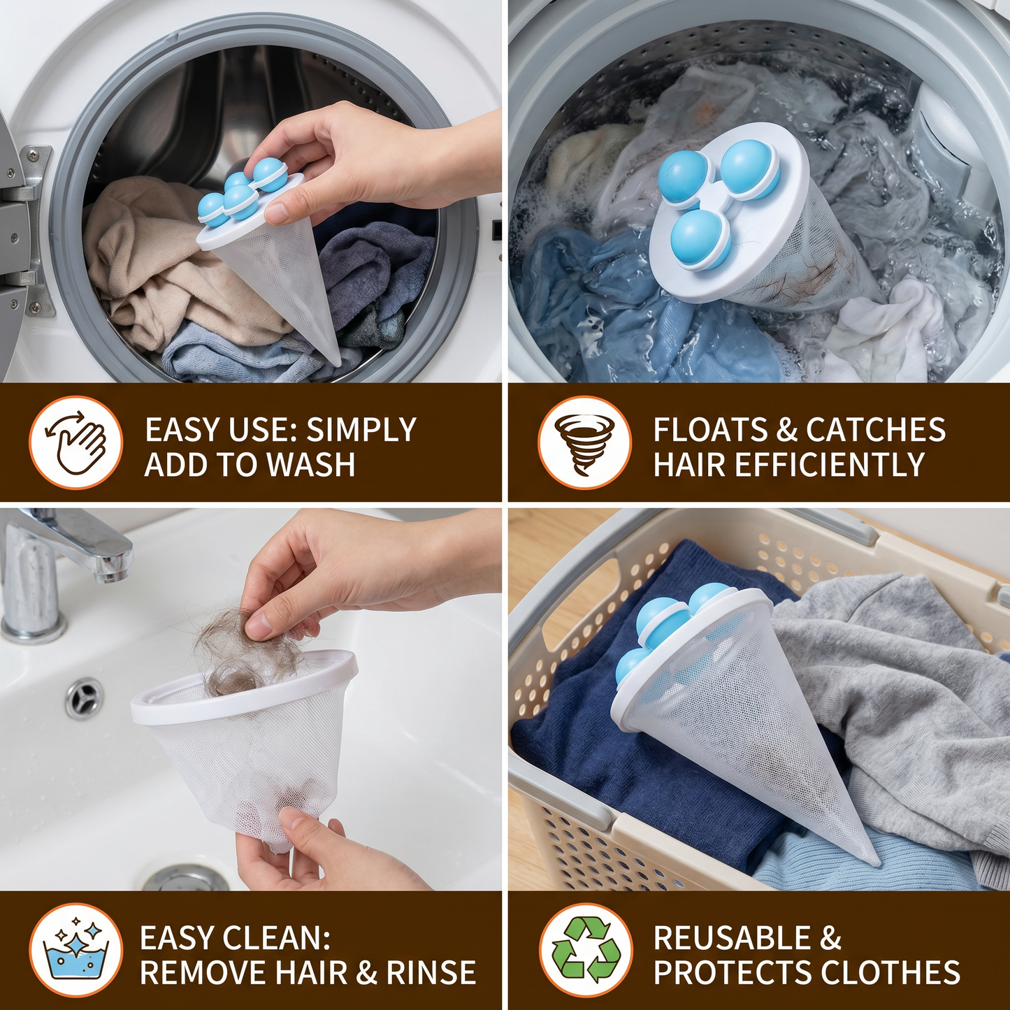 Pet Hair Laundry Filter for Washing Machines – Reusable Hair Catcher Bag