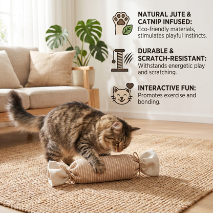 Eco-Friendly Catnip Jute Bag Toy for Cats – Durable Interactive Play Bag