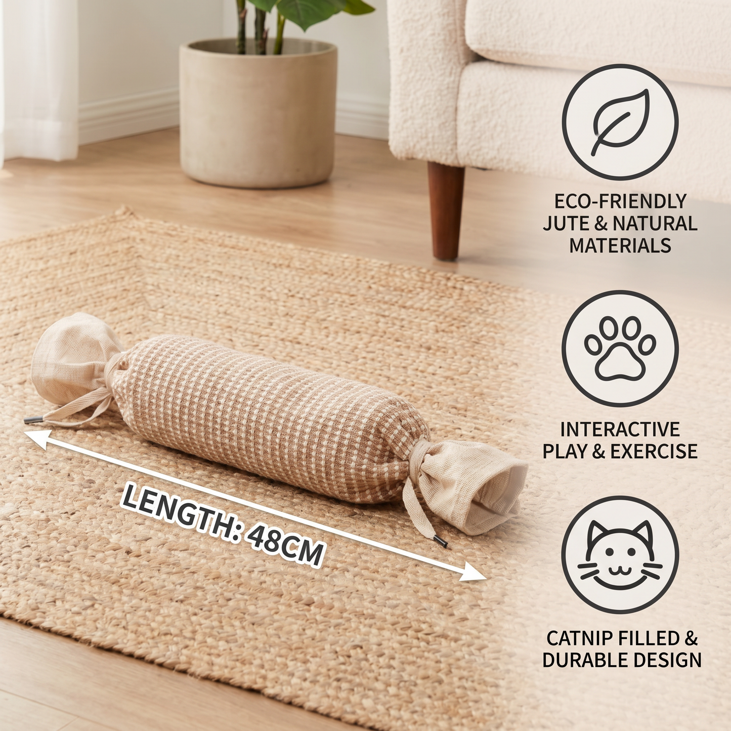 Eco-Friendly Catnip Jute Bag Toy for Cats – Durable Interactive Play Bag