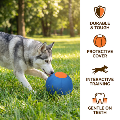 Durable training ball with cover for dogs