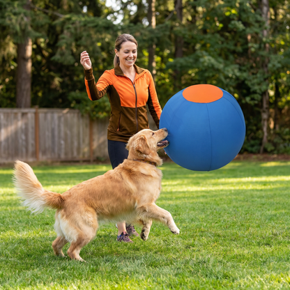 Durable training ball with cover for dogs