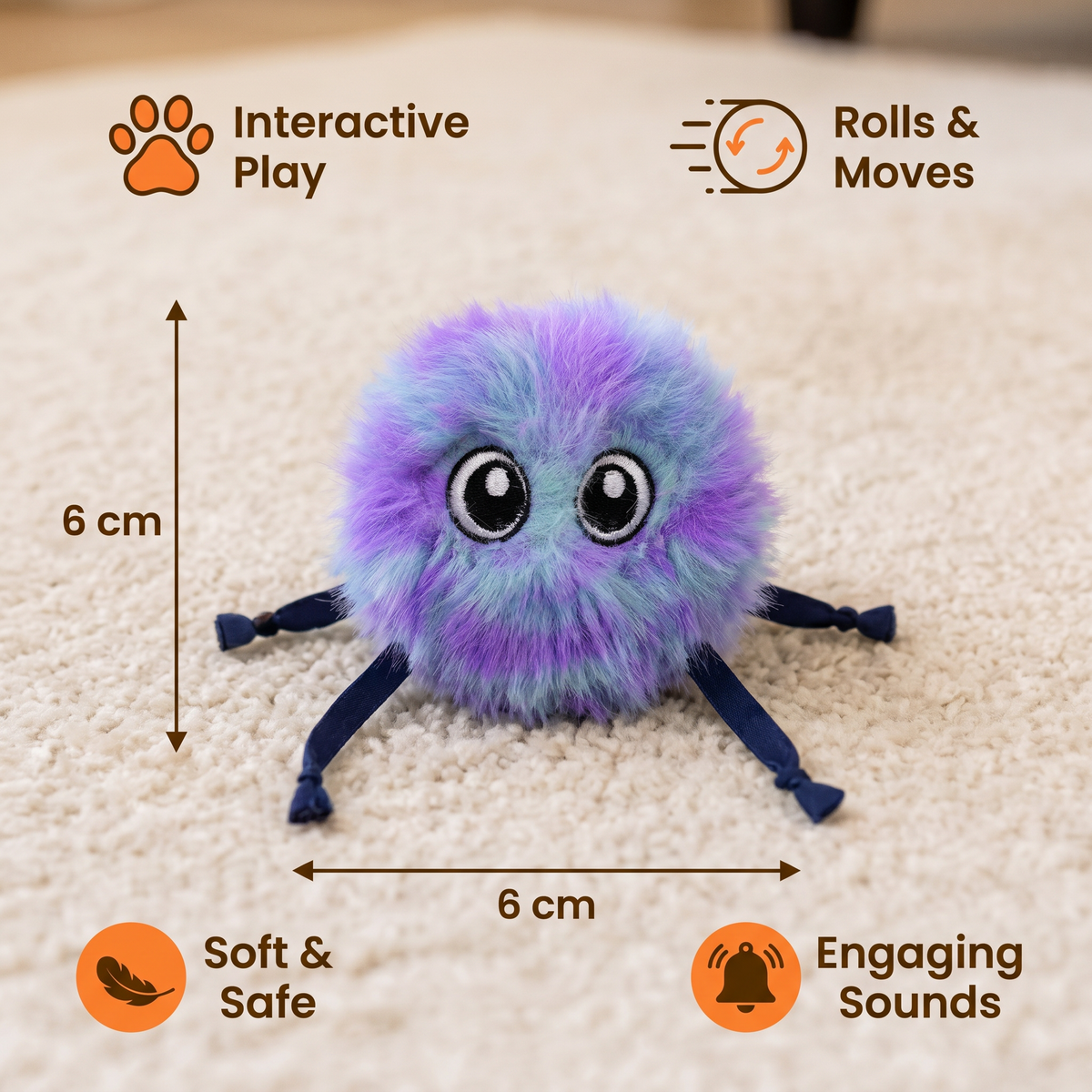 Cute Interactive Rolling Plush Cat toy