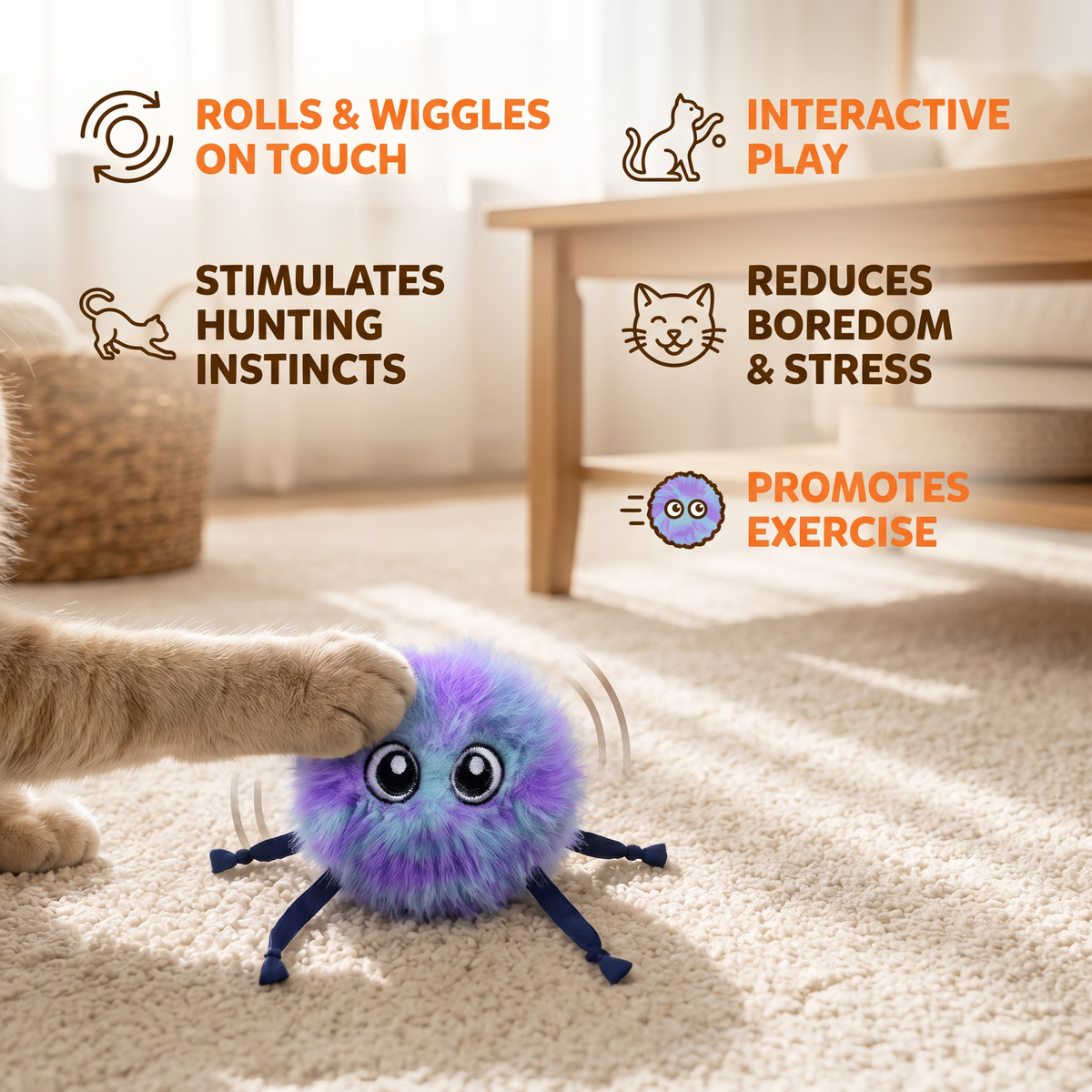 Cute Interactive Rolling Plush Cat toy