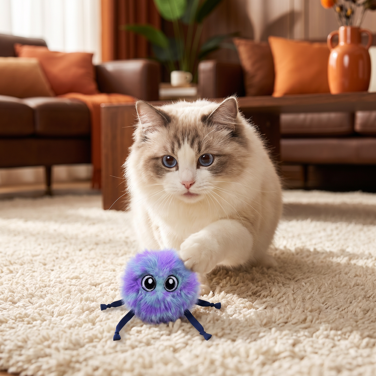 Cute Interactive Rolling Plush Cat toy