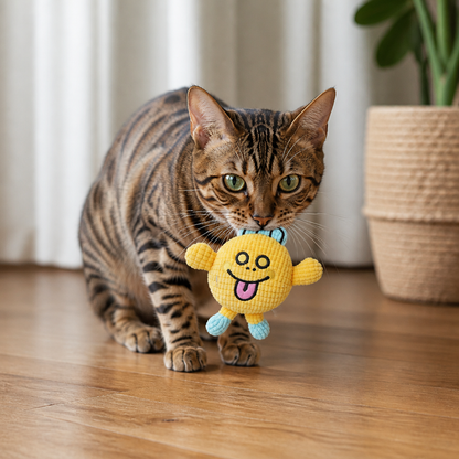Crinkle Waffle Cat Toy with Catnip Pocket and Squeaky Sound