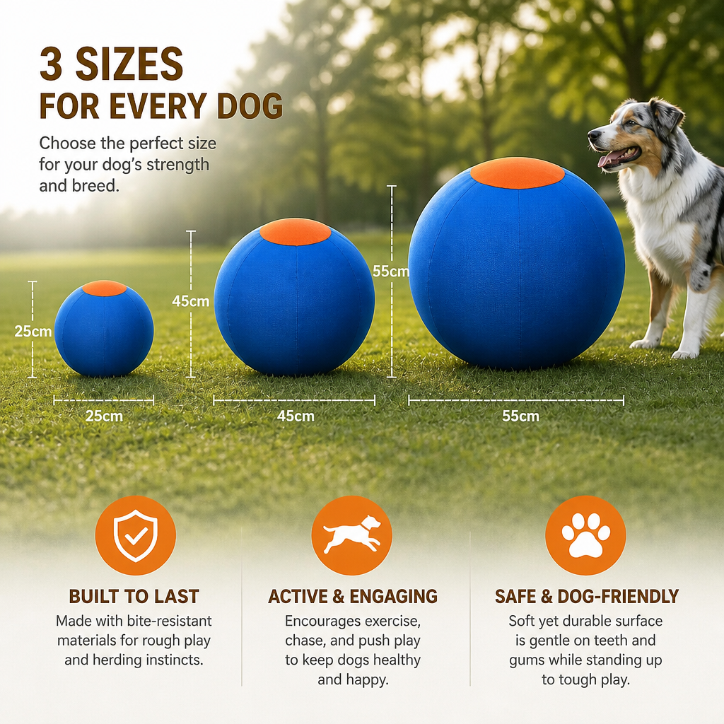 Inflatable Bite Resistant Herding Ball for Dogs – Durable Interactive Push & Chase Toy