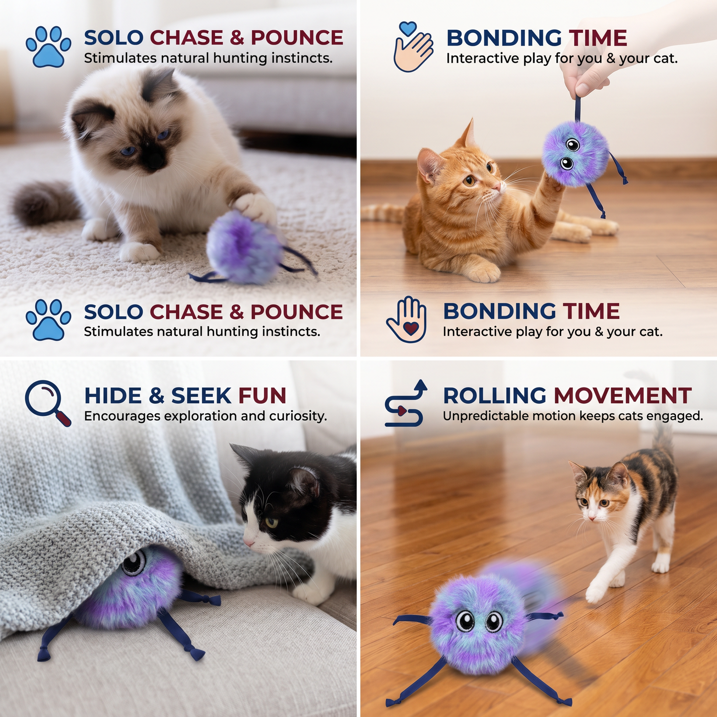Cute Interactive Rolling Plush Cat toy