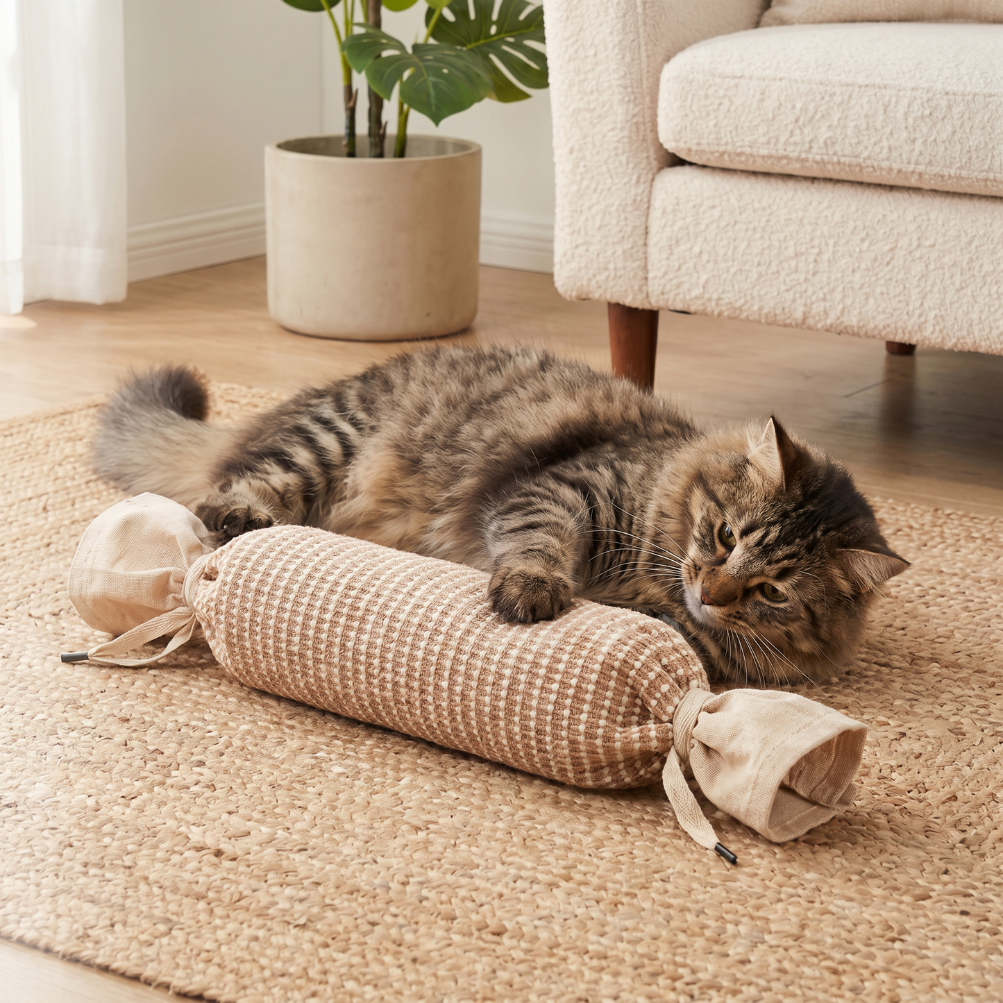 Eco-Friendly Catnip Jute Bag Toy for Cats – Durable Interactive Play Bag