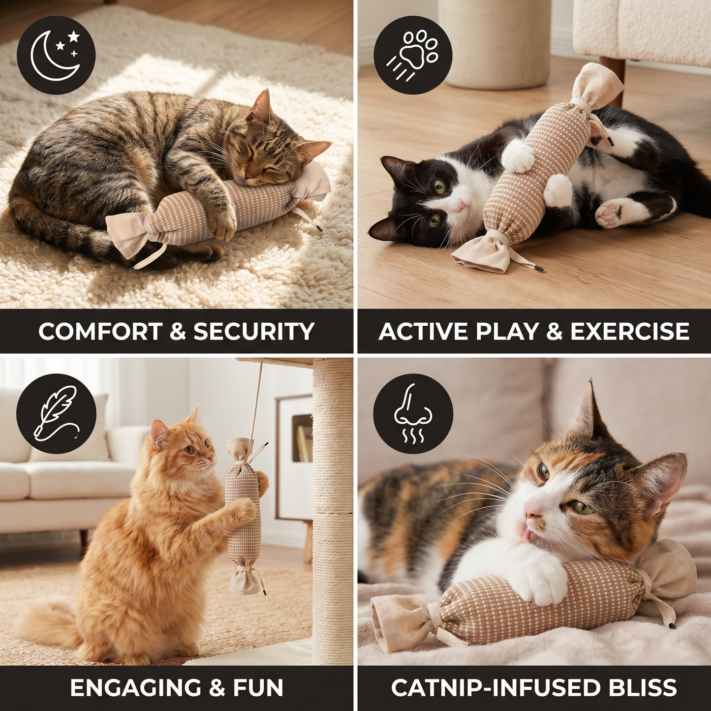 Eco-Friendly Catnip Jute Bag Toy for Cats – Durable Interactive Play Bag