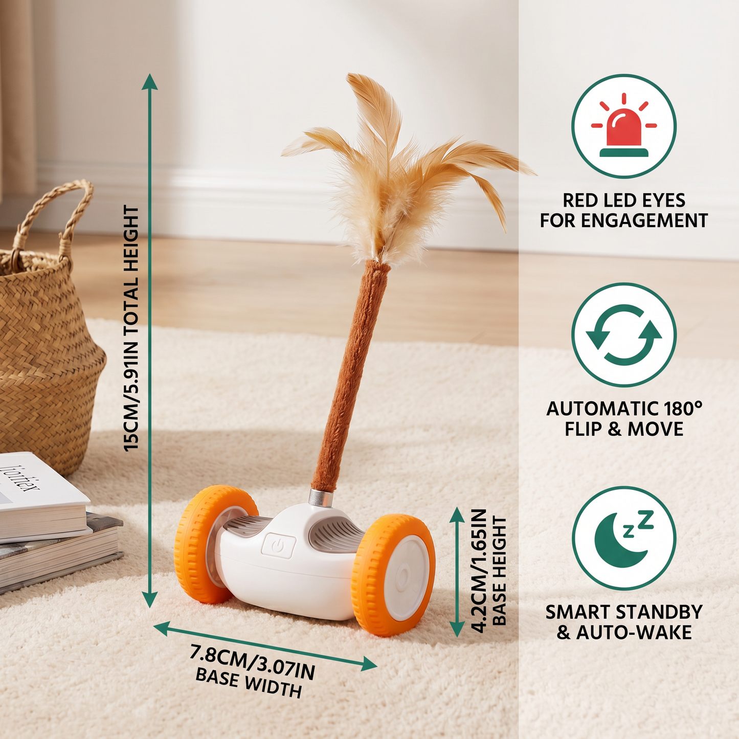 Self-Moving Feather Cat Teaser Toy