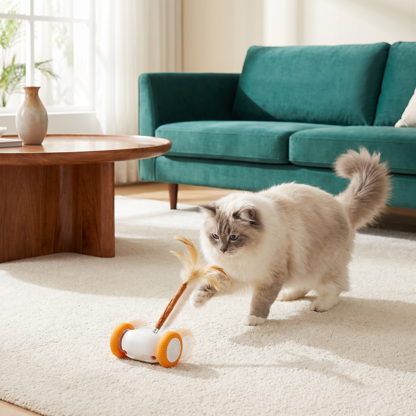 Self-Moving Feather Cat Teaser Toy