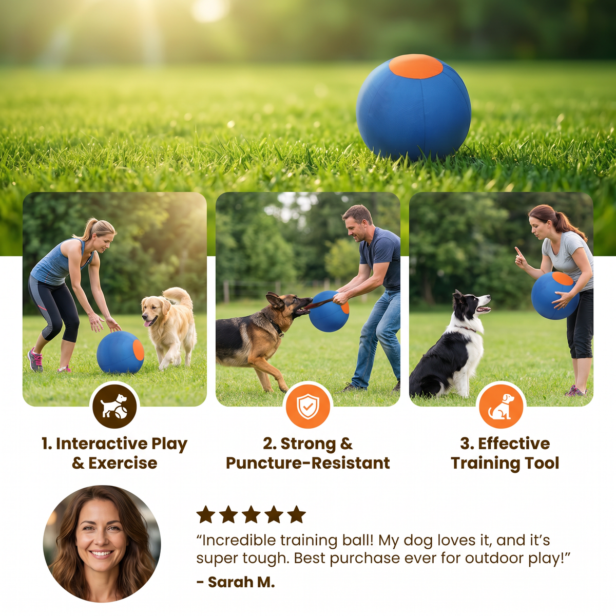 Durable training ball with cover for dogs