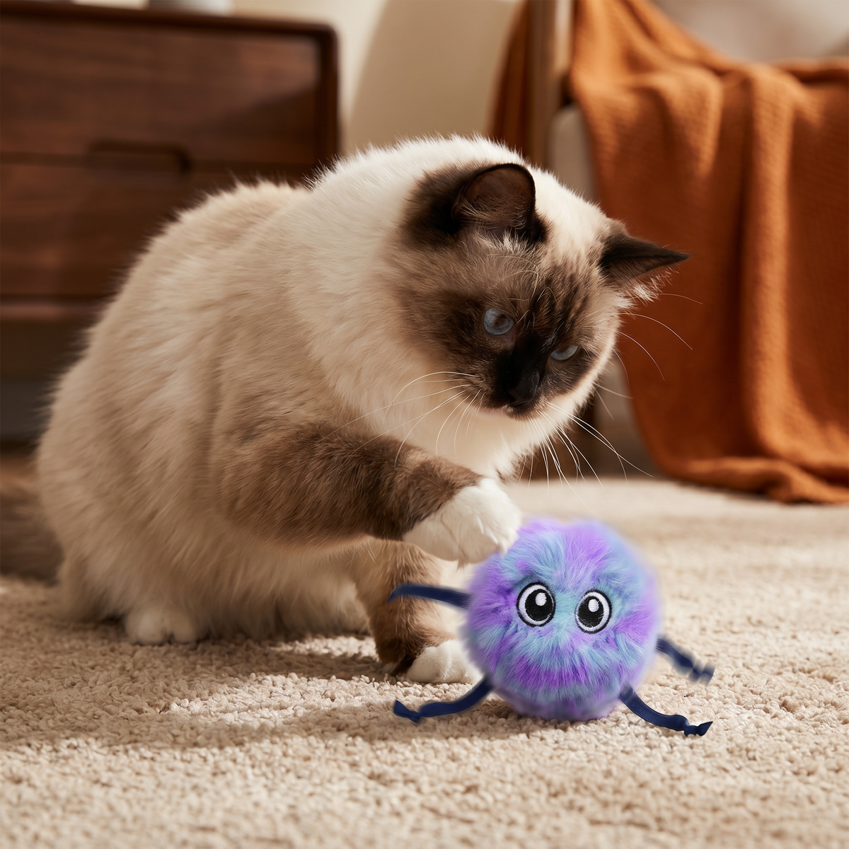 Cute Interactive Rolling Plush Cat toy