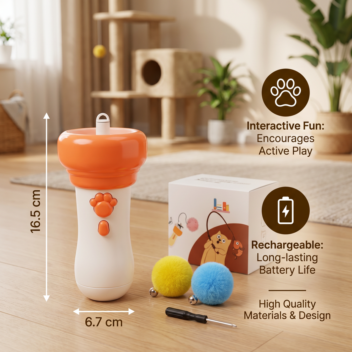 Interactive Pom-Pom Launcher Tod for Cats